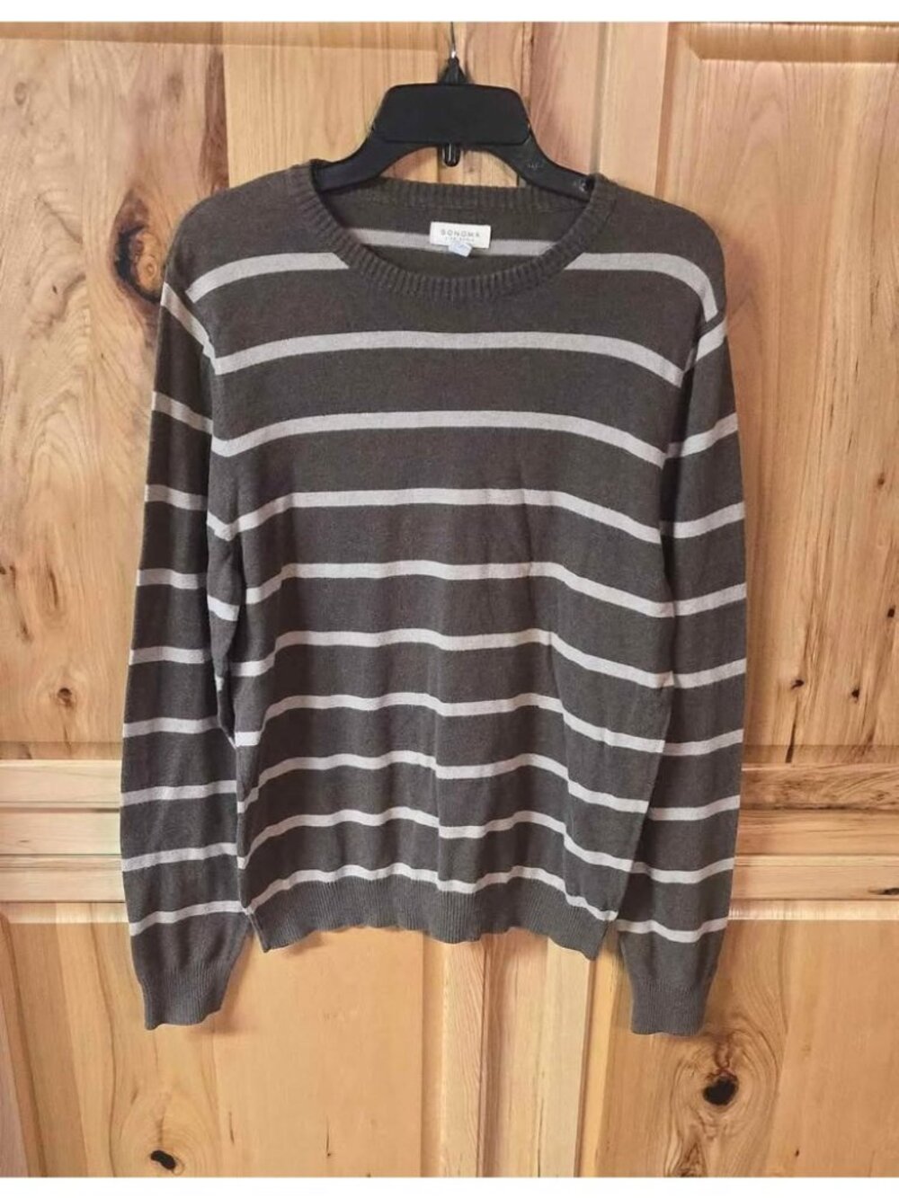 Sonoma womans size Medium brown and beige striped long sleeve sweater